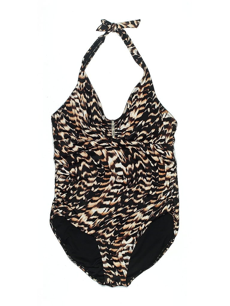 Pre-owned Aqua Green One Piece Swimsuit In Brown