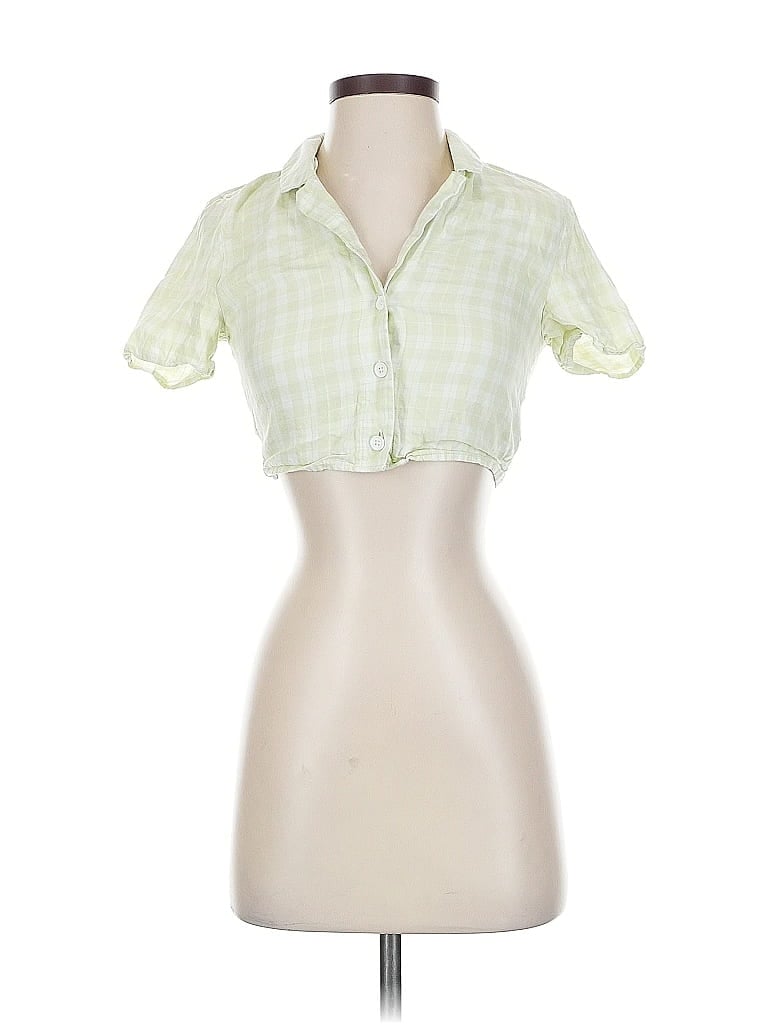 Pre-owned Divided By H&m Short Sleeve Blouse In Green