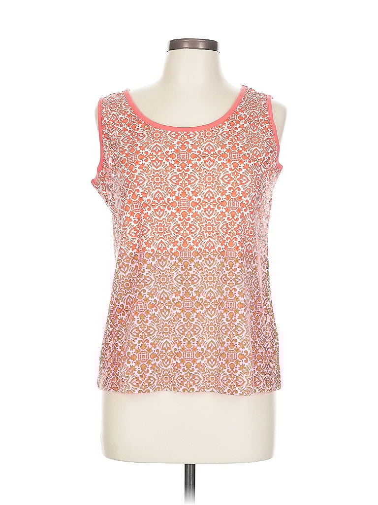 Click to view more detailed imagery on our partner's website Pre-owned Lands' End Tank Top Orange Print Pattern Scoop Neck Tops