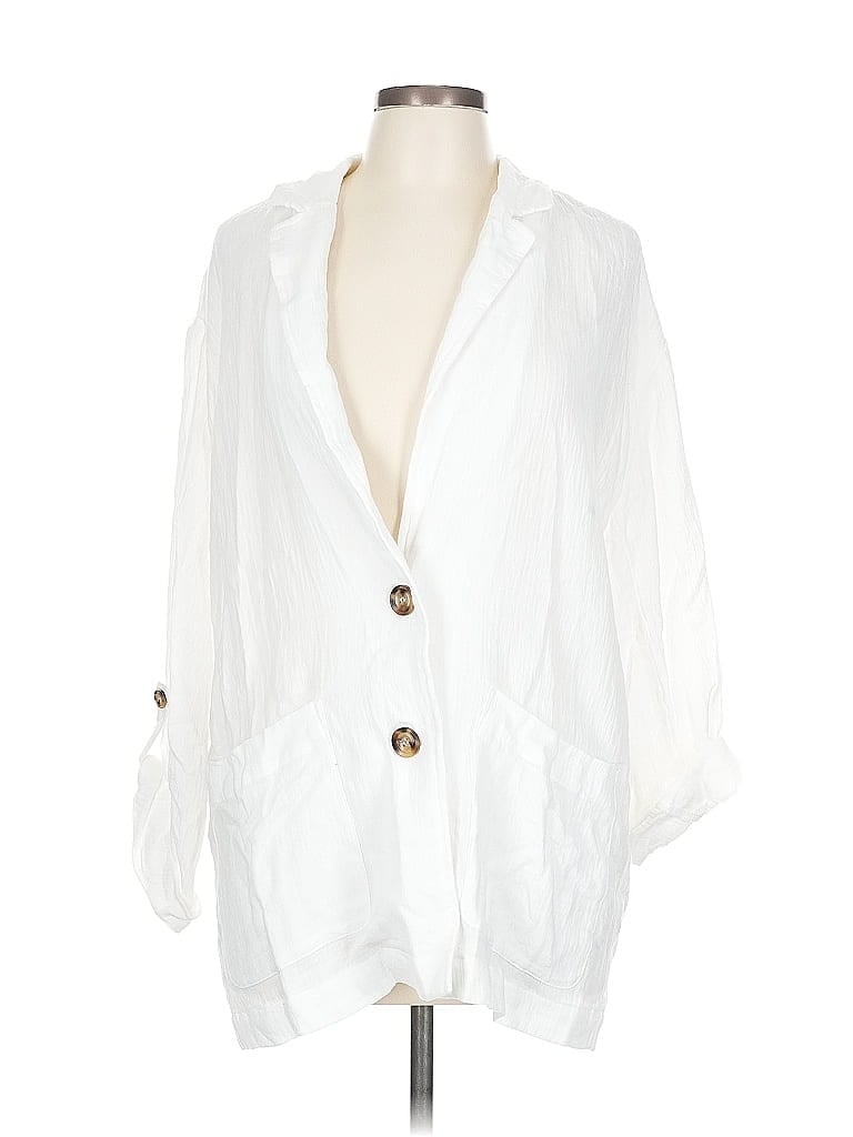 Pre-owned Eesome 3/4 Sleeve Button Down Shirt In White