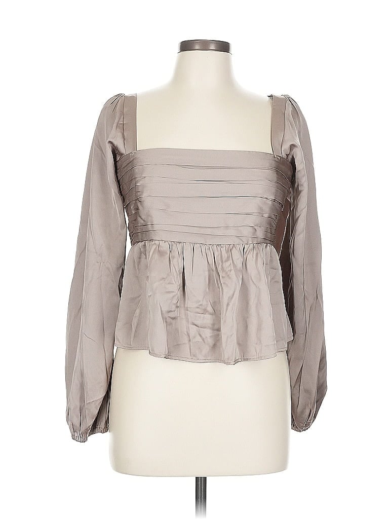 Abercrombie & Fitch Long Sleeve Blouse In Neutral