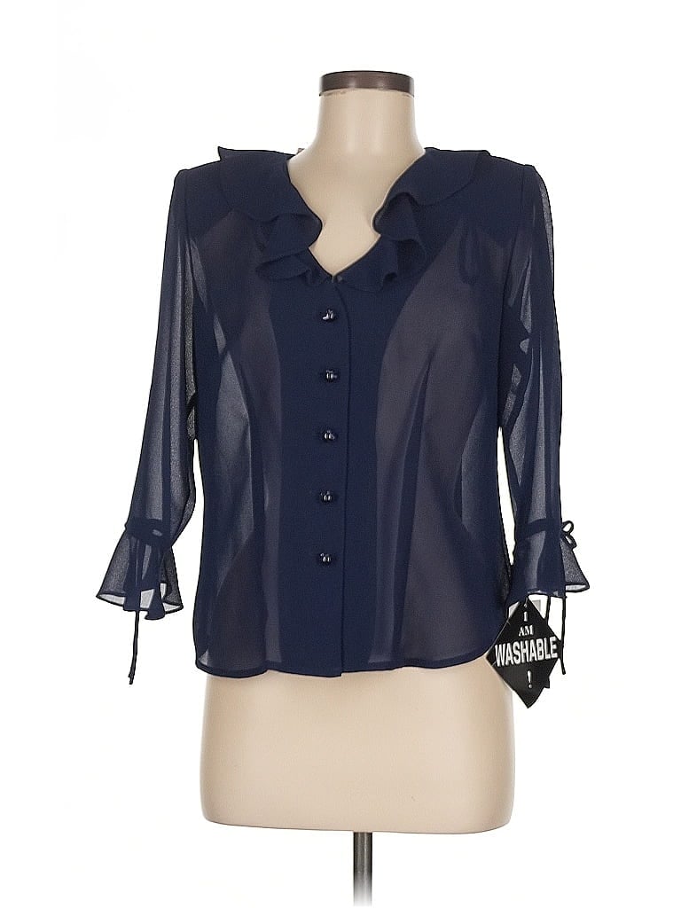 Pre-owned Miss Dorby 3/4 Sleeve Blouse In Blue