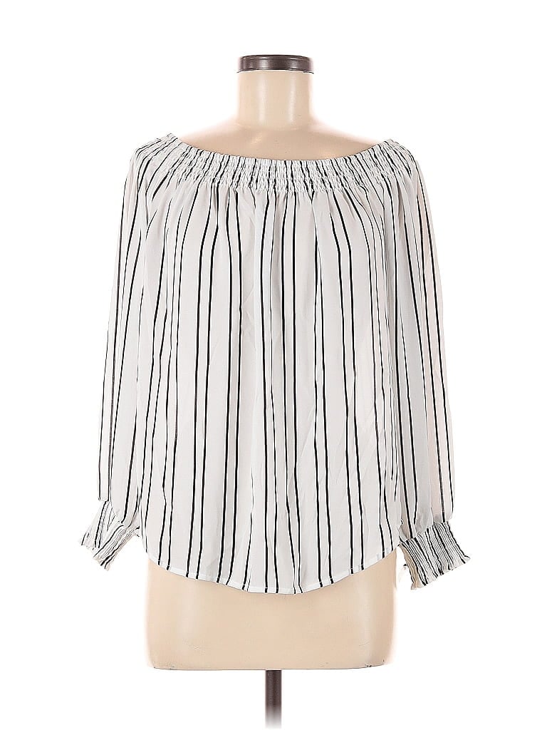 Pre-owned Express Outlet 3/4 Sleeve Blouse In White