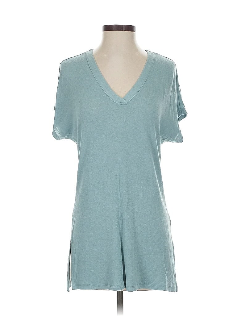 PHILOSOPHY REPUBLIC CLOTHING Pre-owned Short Sleeve Top Teal V Neck Tops In Blue