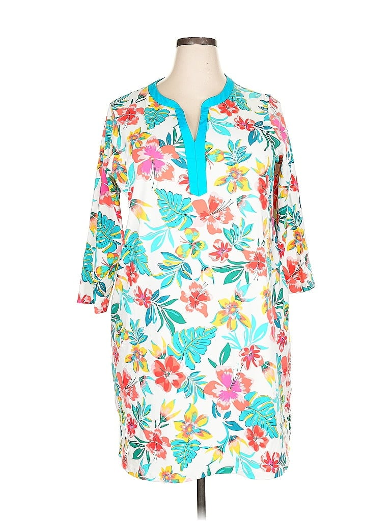 Lands' End Tropical White Casual Dress Size 18 - photo 1