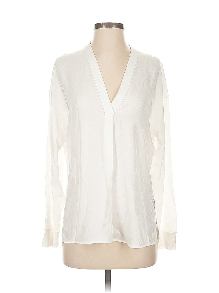 Pre-owned Vince Long Sleeve Blouse In White