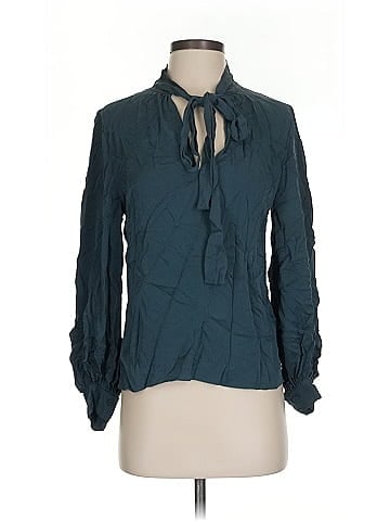 Theory Long Sleeve Silk Top (view 1)