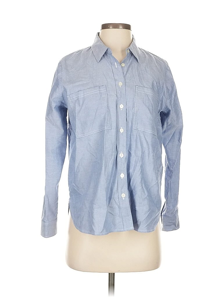 Pre-owned Ann Taylor Loft Long Sleeve Button Down Shirt In Blue