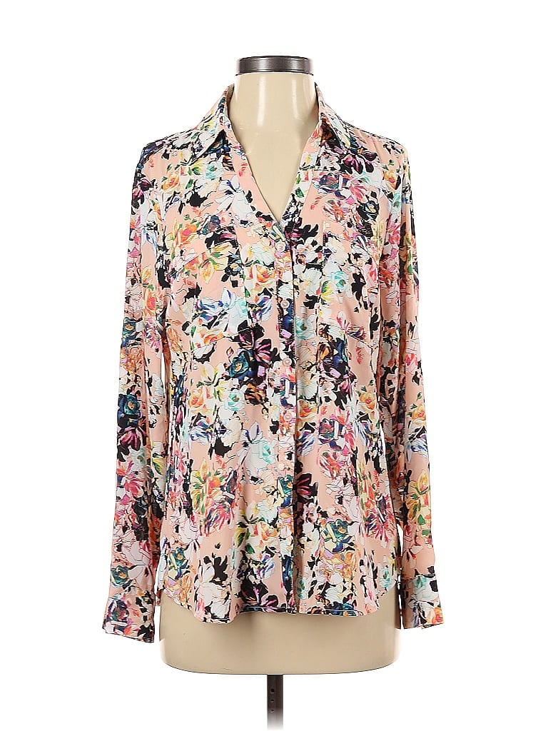 Pre-owned Express Long Sleeve Blouse In Pink