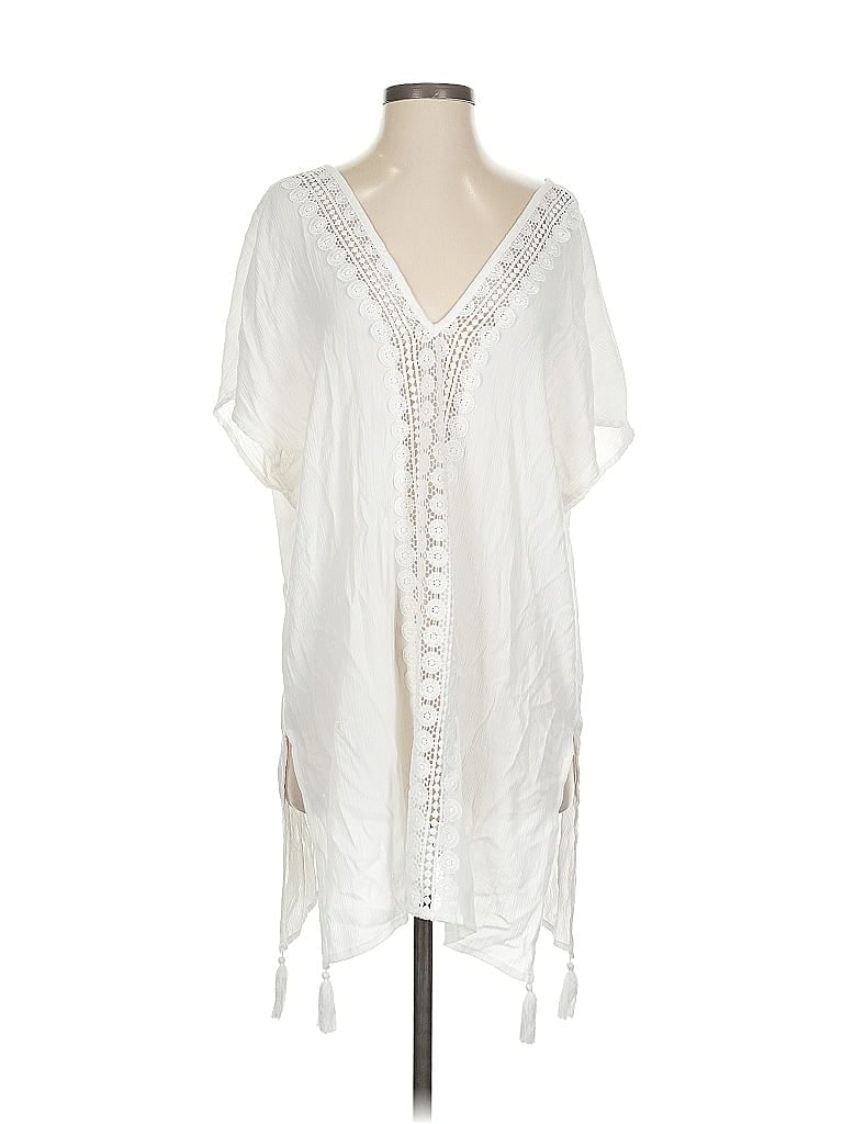 Pre-owned Kona Sol Short Sleeve Blouse In White