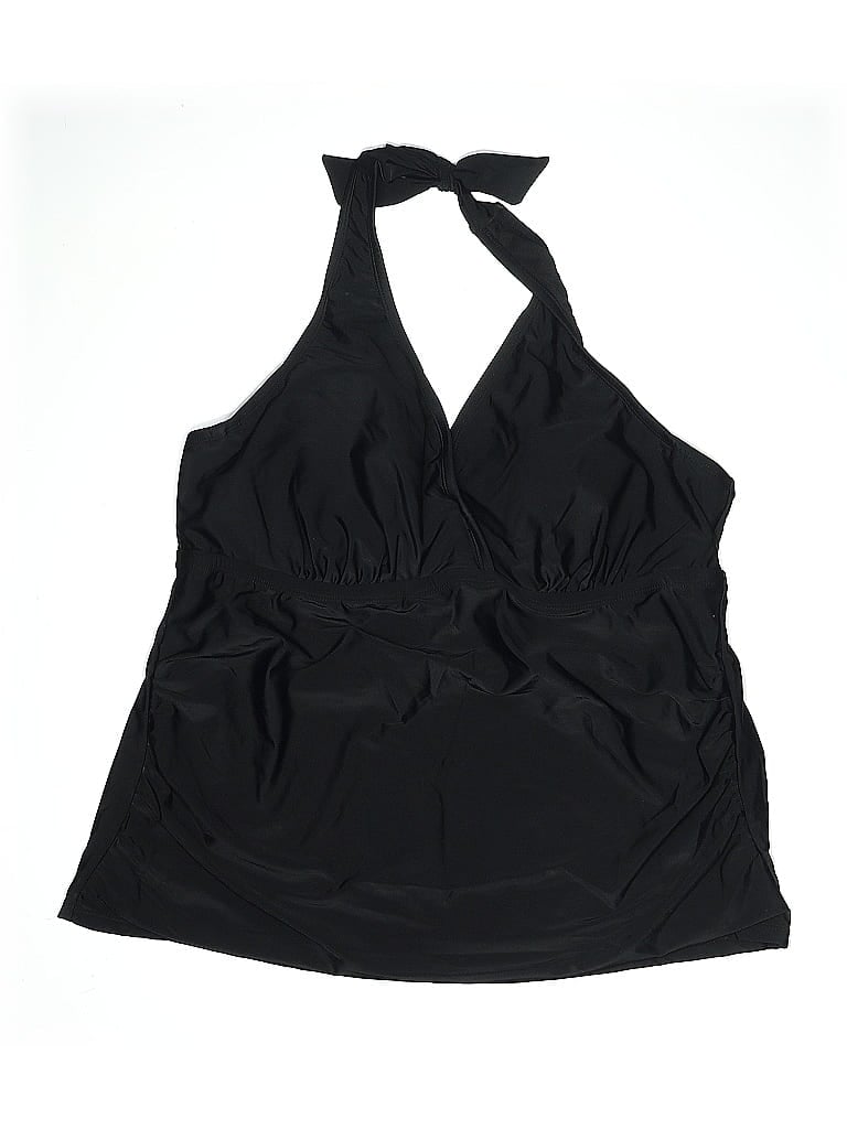 Click to view more detailed imagery on our partner's website Pre-owned Island Escape Swimsuit Top Black Solid Pattern Swimwear