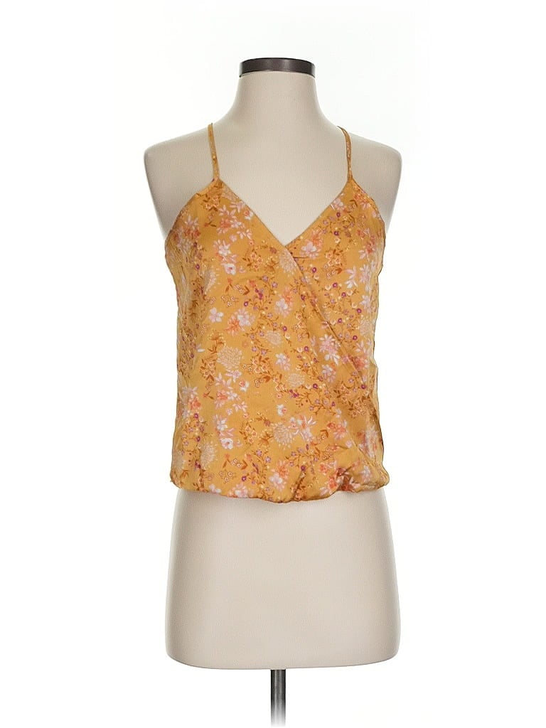 Pink Rose Yellow Sleeveless Blouse Size S - photo 1