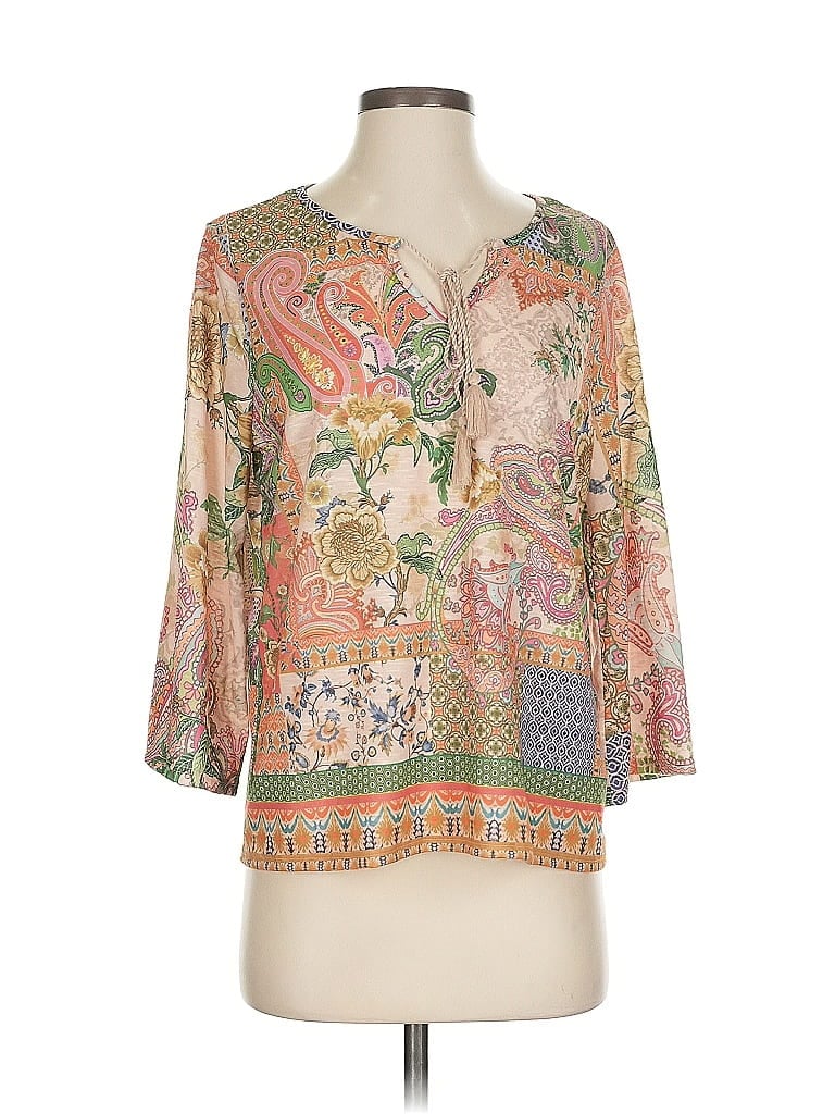 Pre-owned Chico's 3/4 Sleeve Blouse In Brown