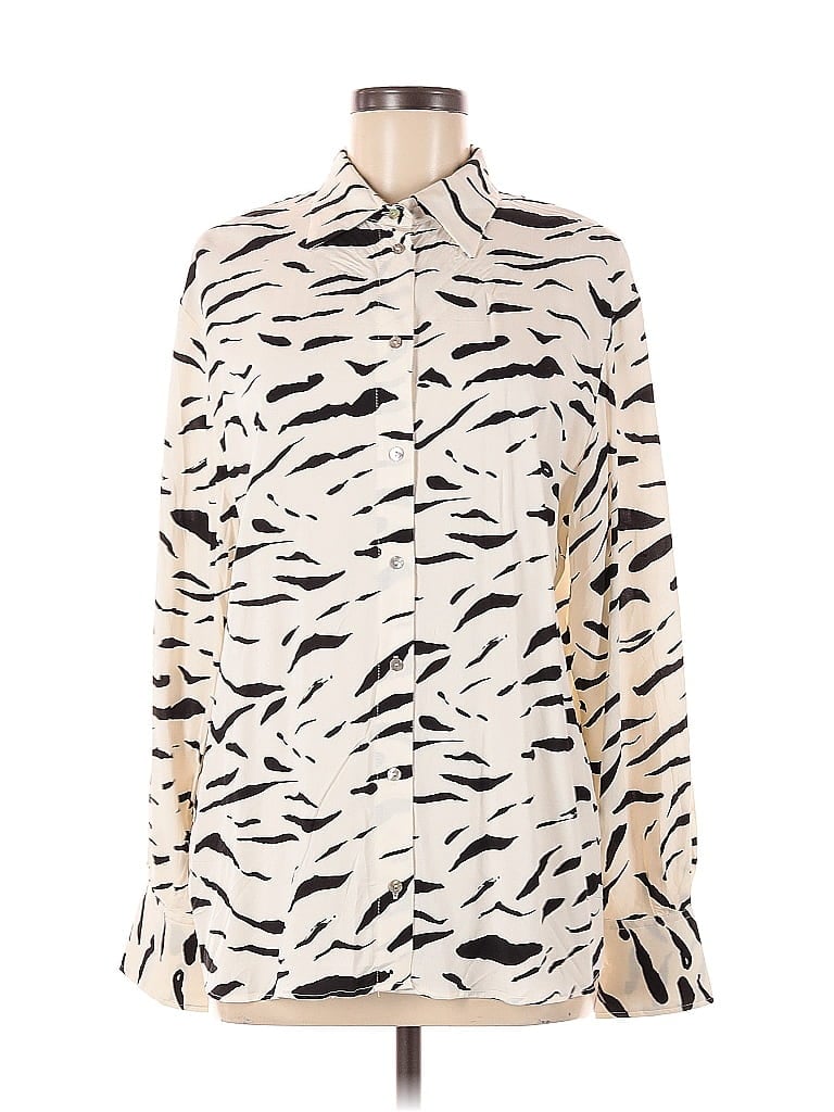 Pre-owned Mng Long Sleeve Blouse In White