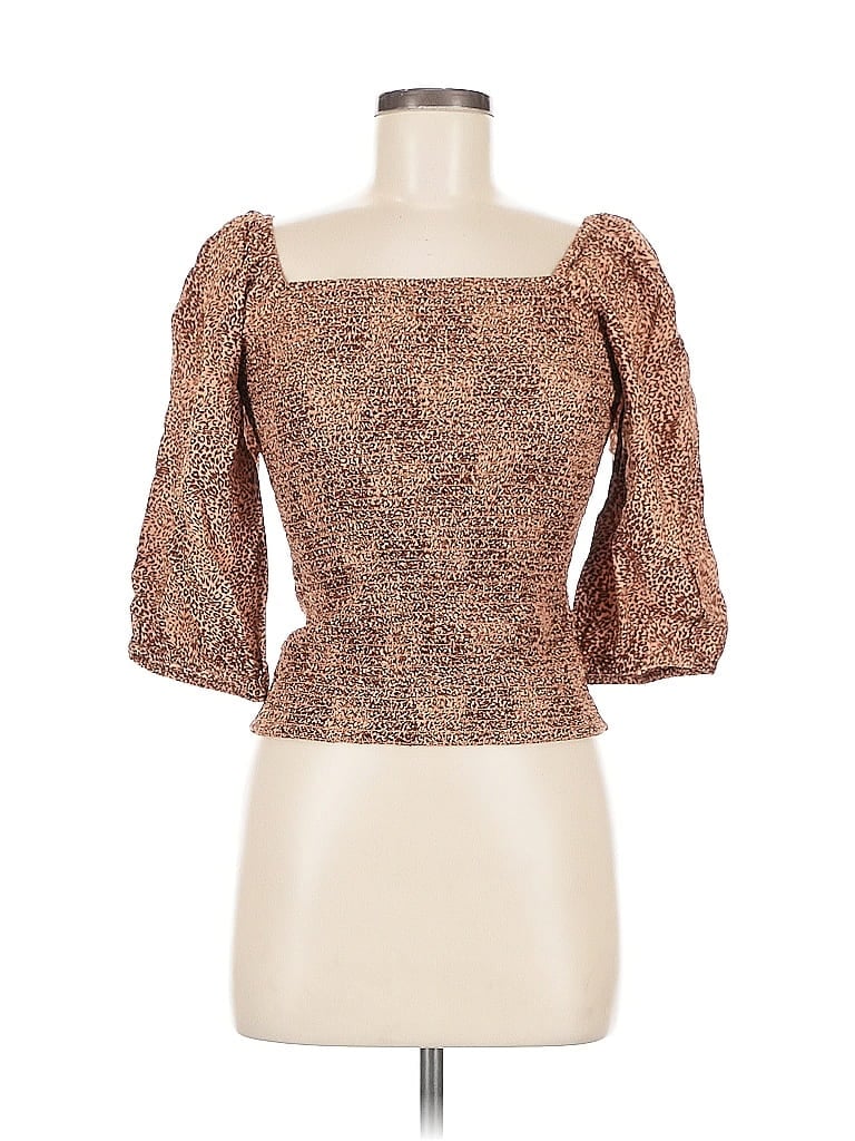 Pre-owned Jessica Simpson 3/4 Sleeve Top Brown Square Neckline Tops
