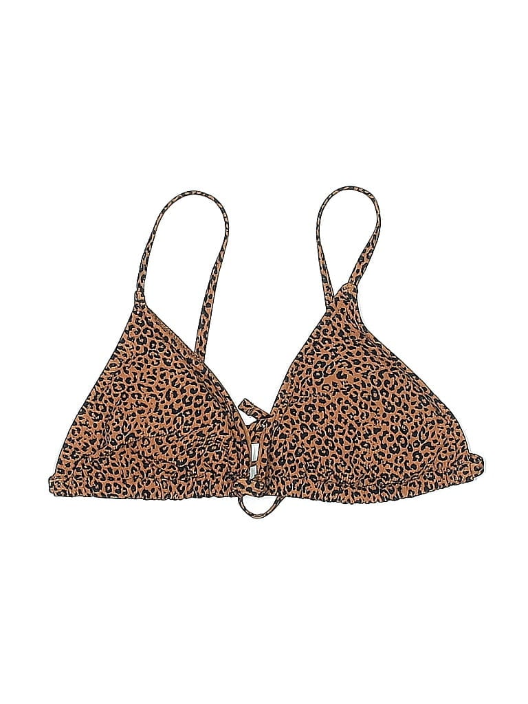 Pre-owned Unbranded Swimsuit Top Brown Animal Print Pattern Swimwear