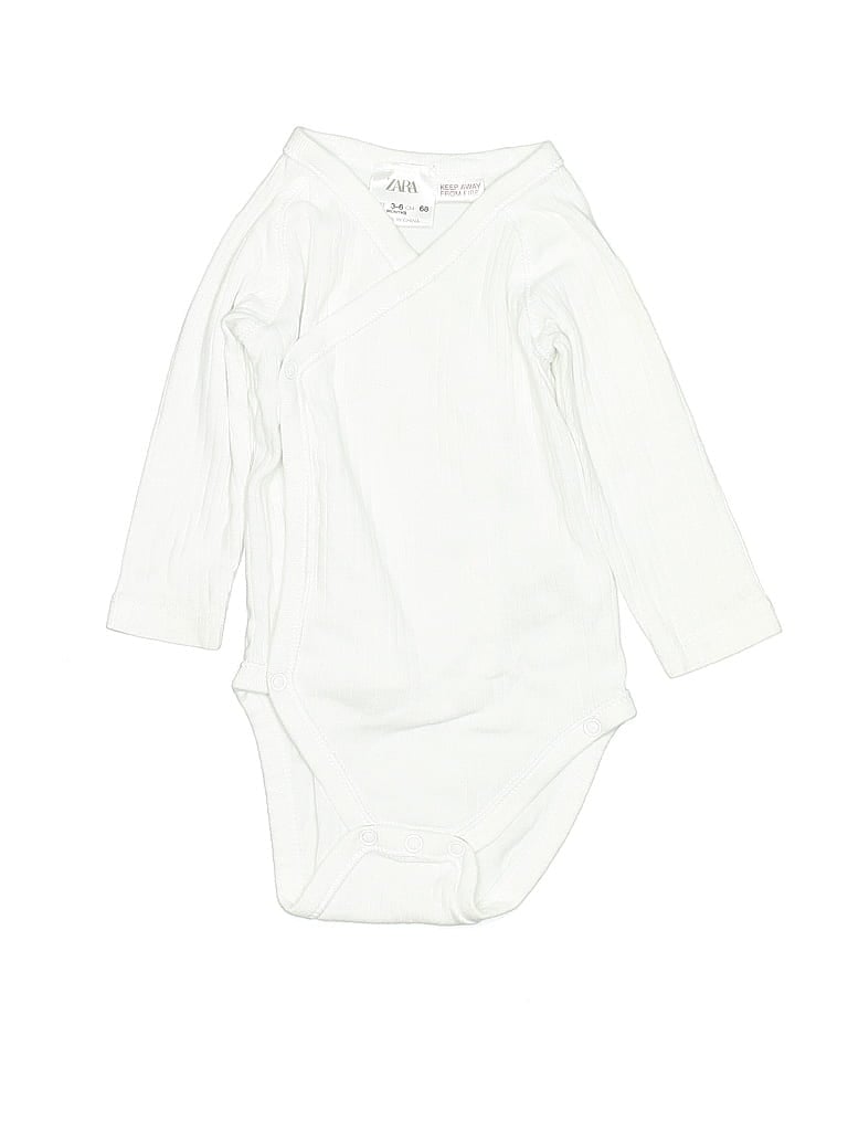 Pre-owned Zara Baby Babies' Long Sleeve Onesie In White