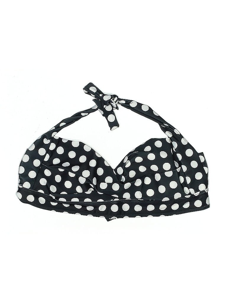 Pre-owned Unbranded Swimsuit Top Black Polka Dots Pattern Swimwear