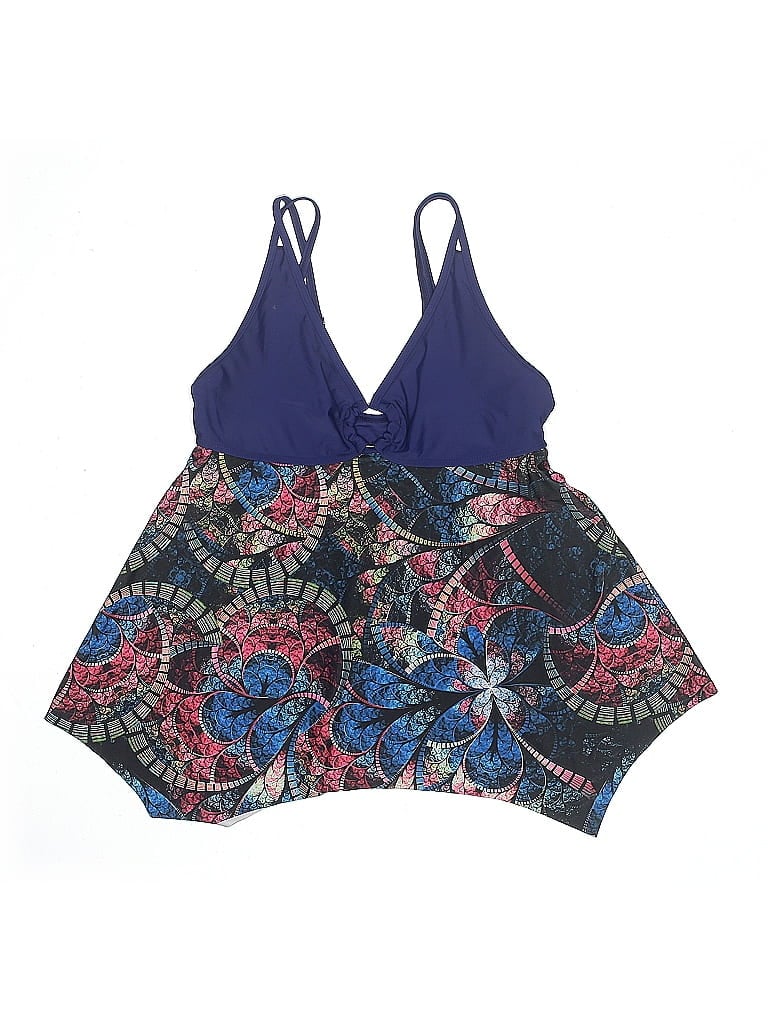 Pre-owned Unbranded Swimsuit Top Blue Paisley Pattern Swimwear