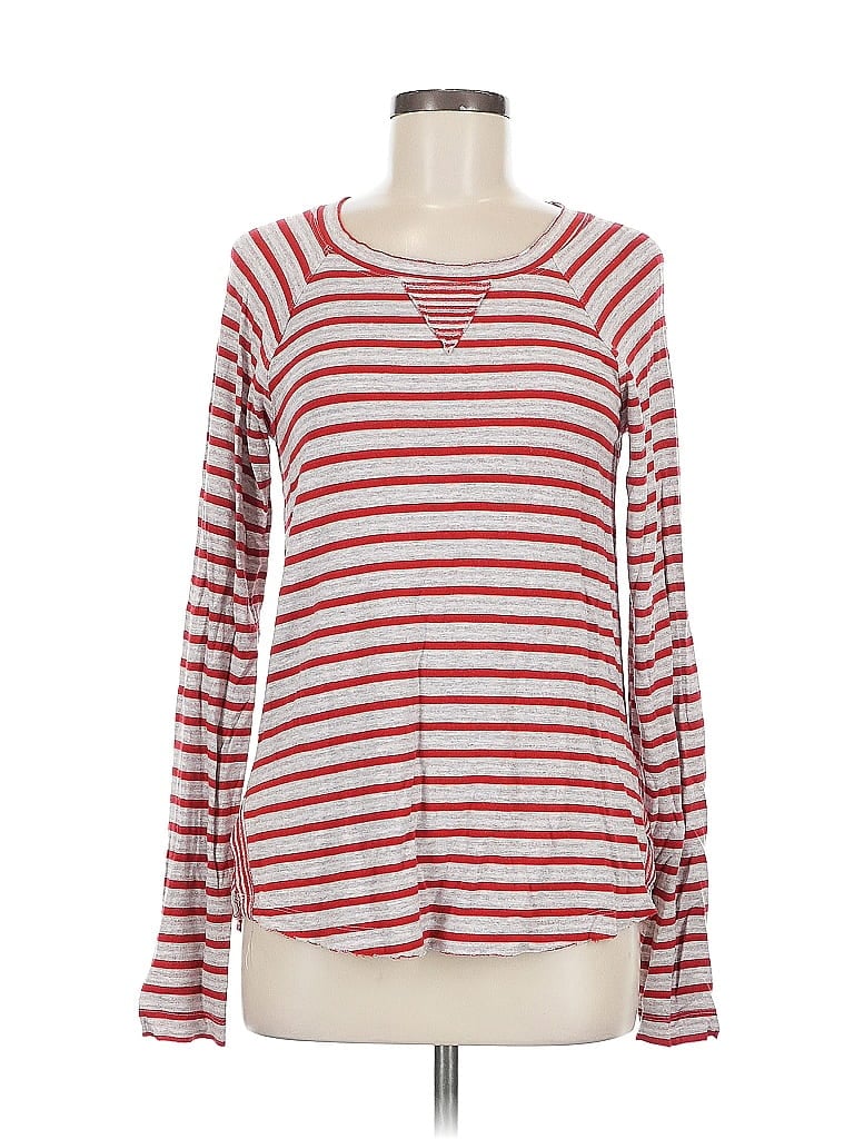 Pre-owned Left Of Center Long Sleeve Henley Shirt In Red