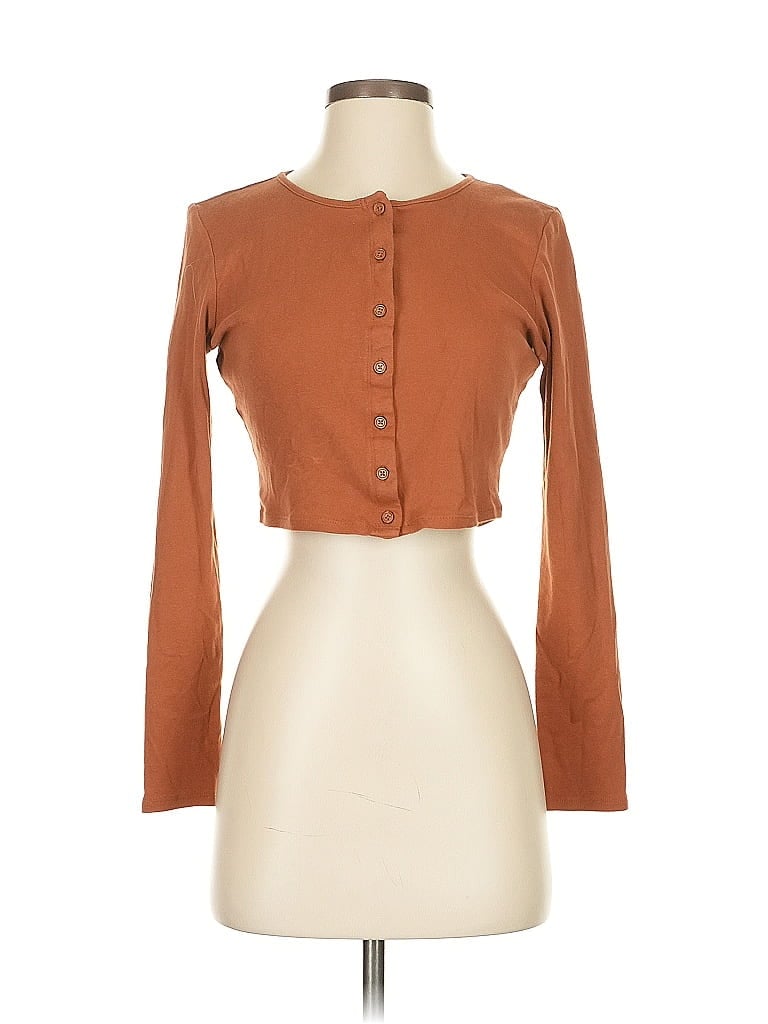 Pre-owned Wild Fable Long Sleeve Top Brown Sweetheart Neckline Tops