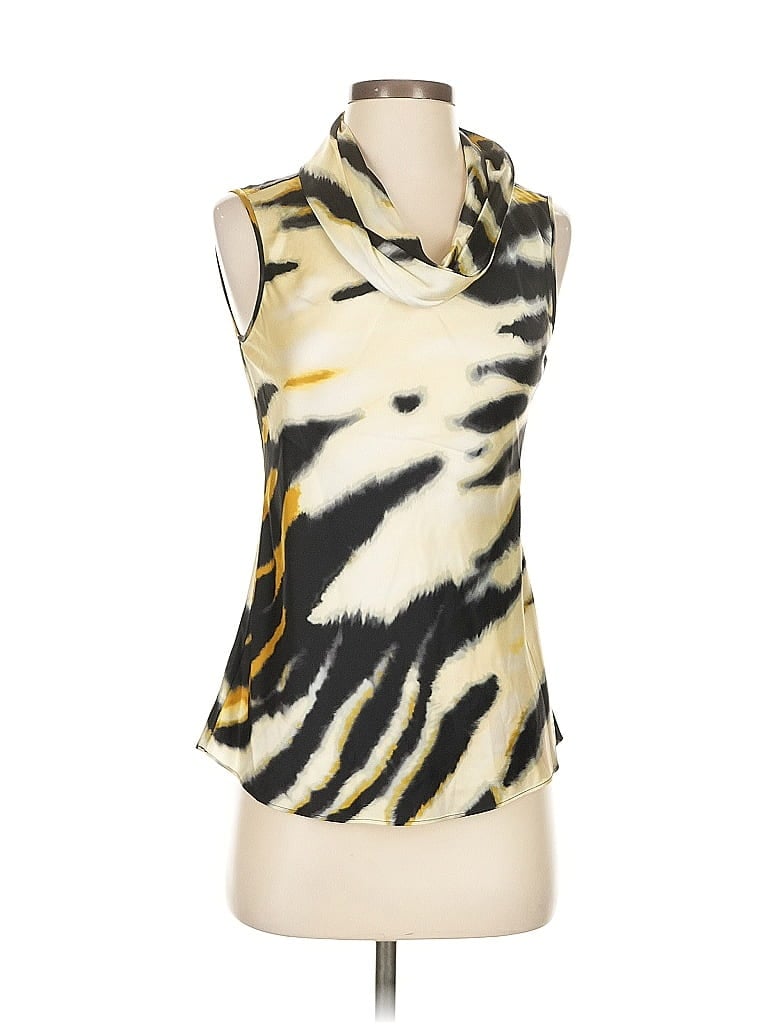 Pre-owned Natorious Sleeveless Silk Top Gold Cowl Neck Tops