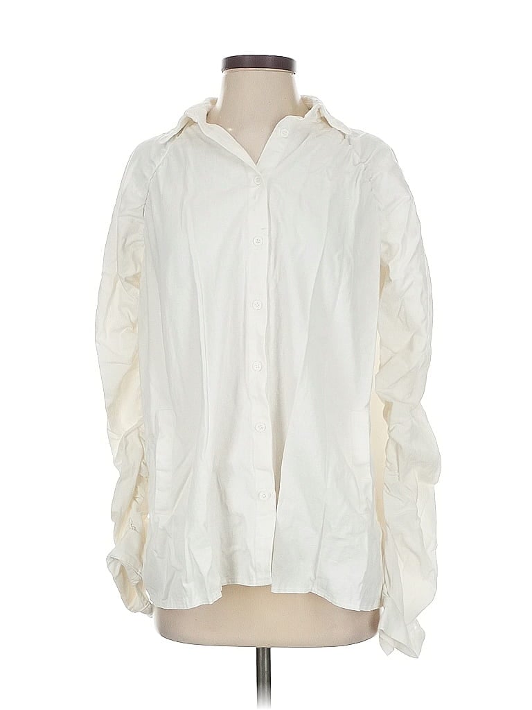 Pre-owned Prettylittlething Long Sleeve Blouse In White