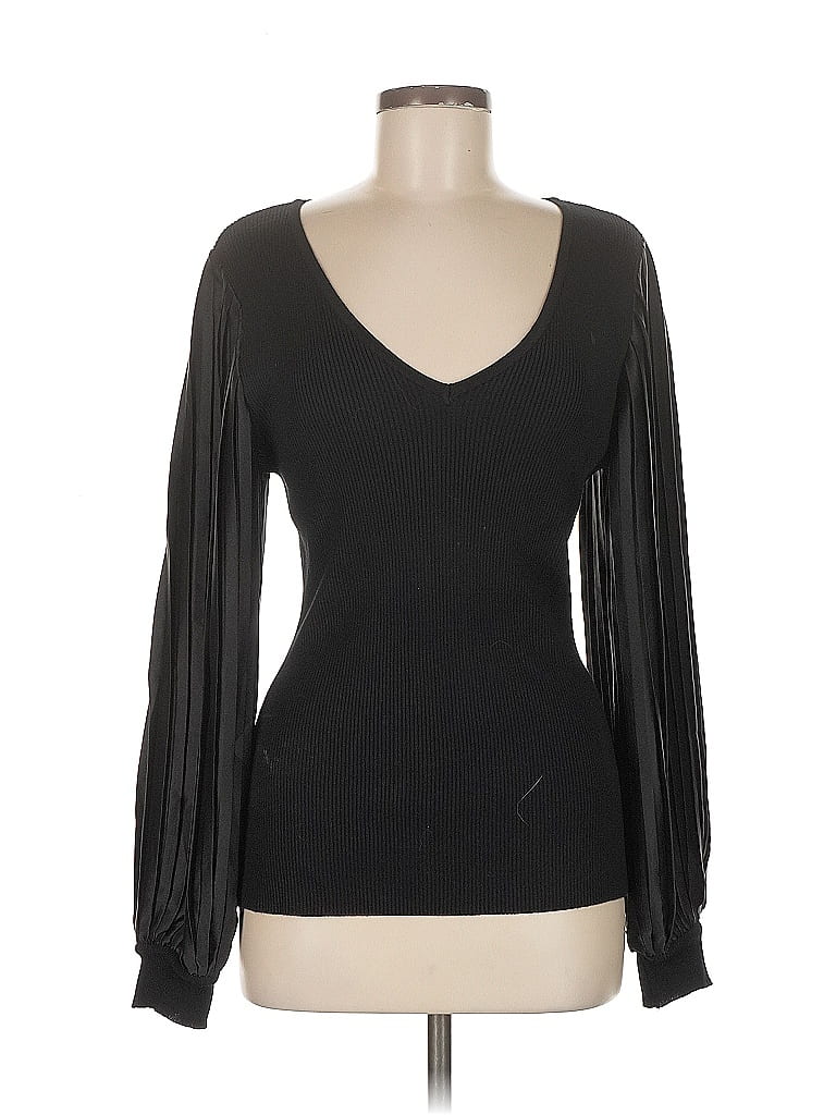 Pre-owned The General Good Long Sleeve Top Black Sweetheart Neckline Tops