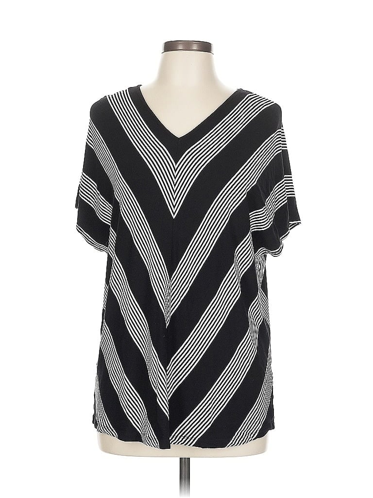 Pre-owned Dana Buchman Short Sleeve Blouse In Black