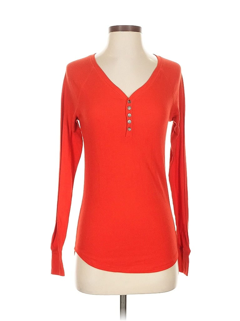 Pre-owned Gap Body Long Sleeve Henley Shirt In Red