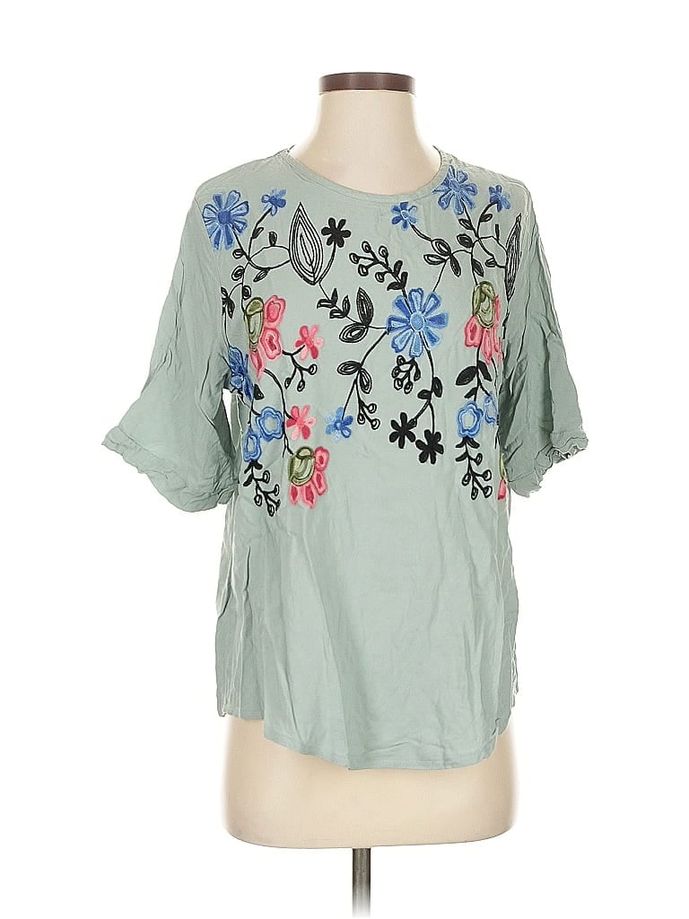 Pre-owned Assorted Brands Short Sleeve Blouse In Green