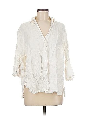 Zara 3/4 Sleeve Button-Down Shirt (view 1)