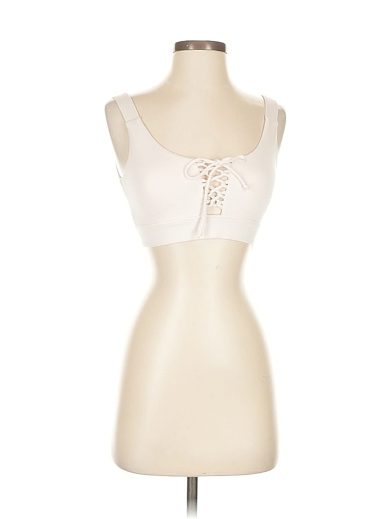 GUESS Pre-owned Tank Top Ivory Strapless Neckline Tops In White