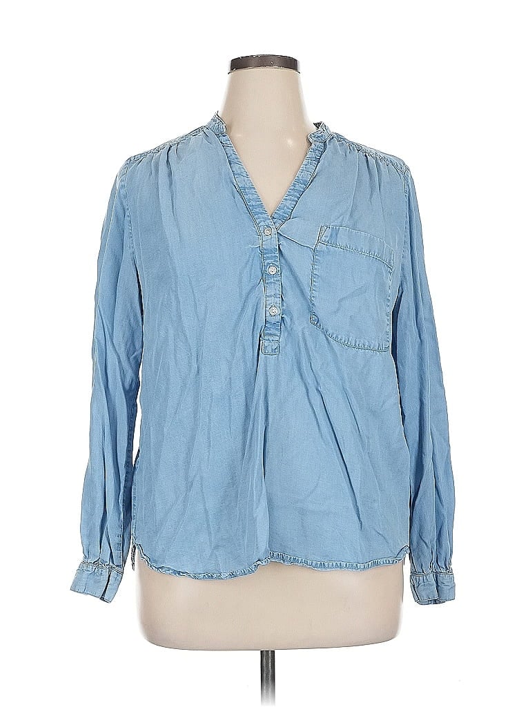 Pre-owned H&m Long Sleeve Blouse In Blue
