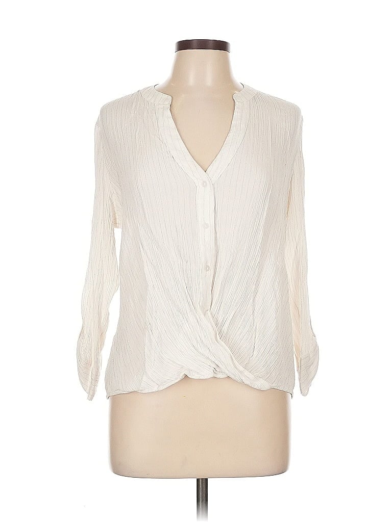Pre-owned Inc International Concepts 3/4 Sleeve Blouse In White