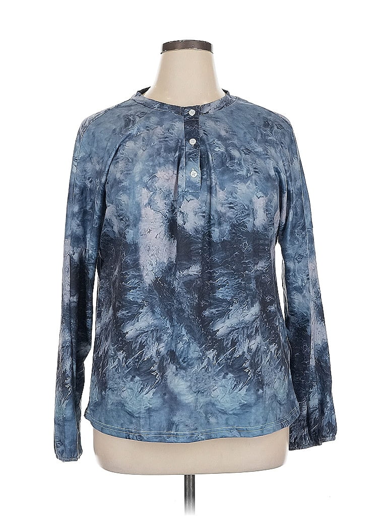 Pre-owned Ekouaer Long Sleeve Henley Shirt In Blue