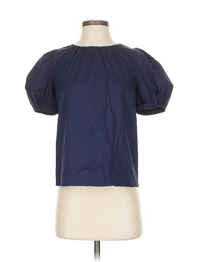 Pre-owned Tanya Taylor Short Sleeve Blouse In Blue