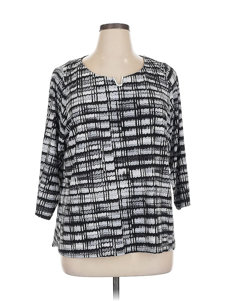Pre-owned Calvin Klein 3/4 Sleeve Blouse In Silver