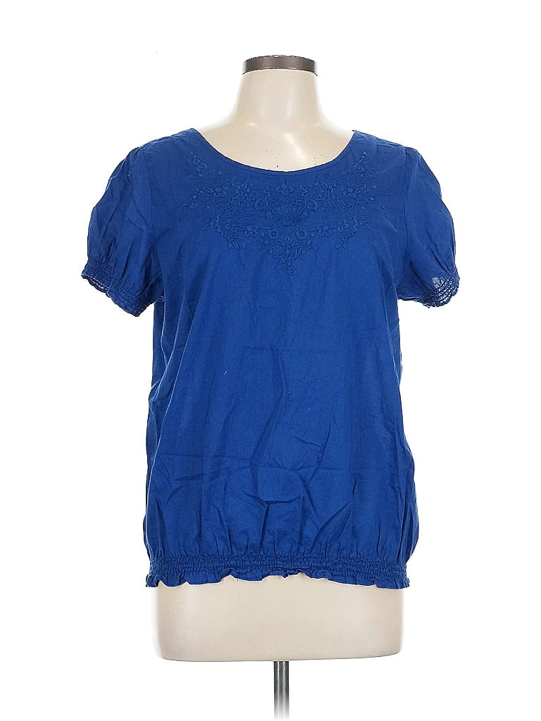 Pre-owned Merona Short Sleeve Blouse In Blue