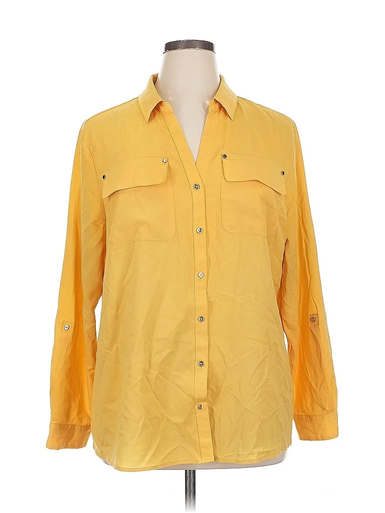Click to view more detailed imagery on our partner's website Pre-owned Charter Club Long Sleeve Blouse In Yellow