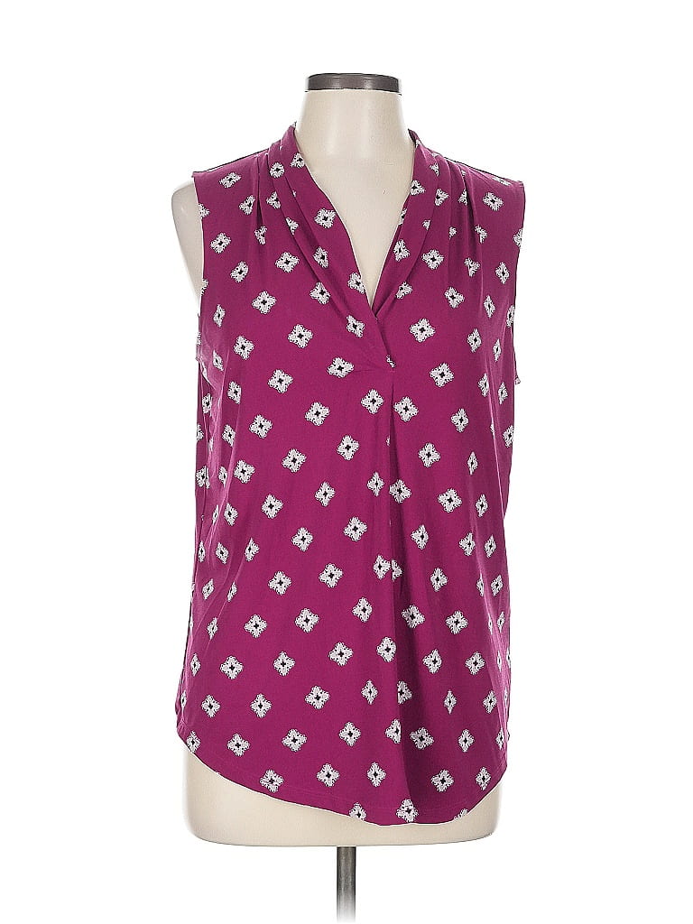 Pre-owned Charter Club Sleeveless Blouse In Burgundy