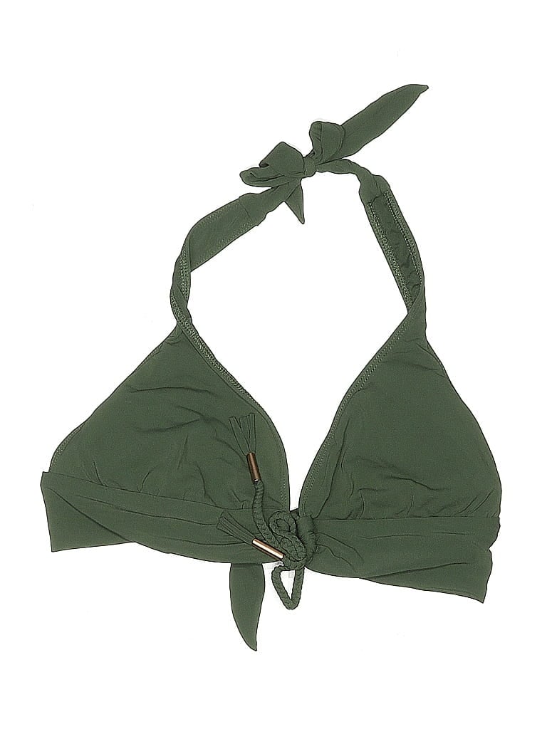 Click to view more detailed imagery on our partner's website Pre-owned Robin Piccone Swimsuit Top Green Solid Pattern Swimwear