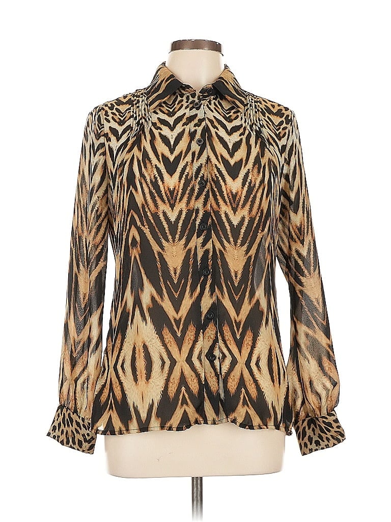 ECI Pre-owned Long Sleeve Blouse In Gold