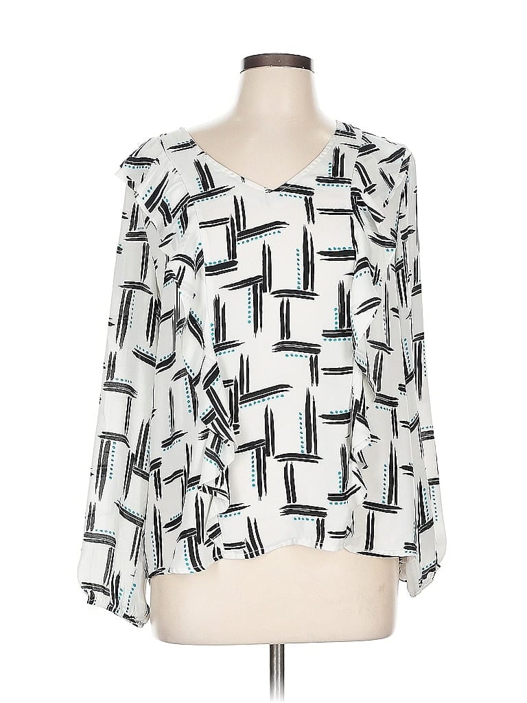 Pre-owned Cato Long Sleeve Blouse In White