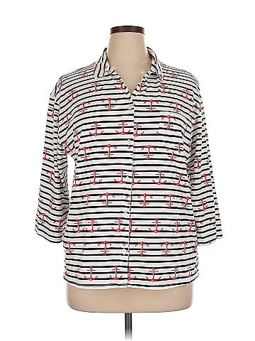 Cuddl Duds 3/4 Sleeve Button-Down Shirt (view 1)