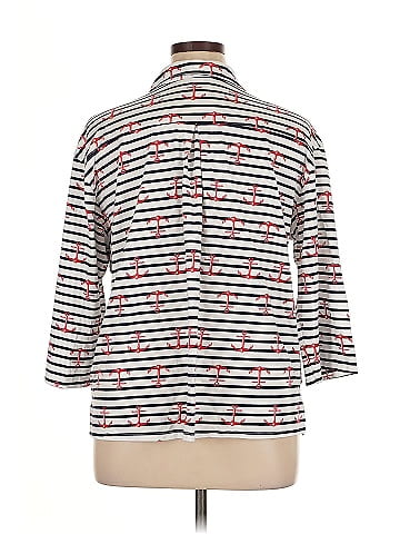Cuddl Duds 3/4 Sleeve Button-Down Shirt (view 2)