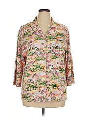 Cuddl Duds 3/4 Sleeve Button Down Shirt