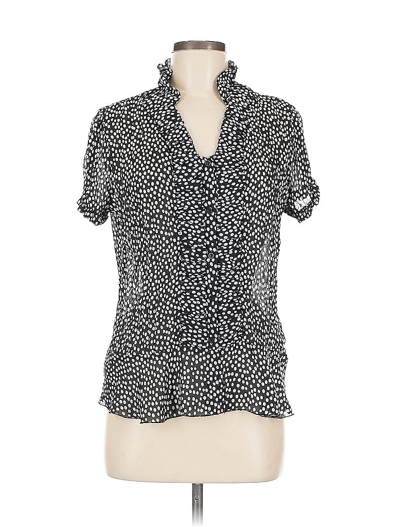 Pre-owned Allison Taylor Short Sleeve Blouse In Black