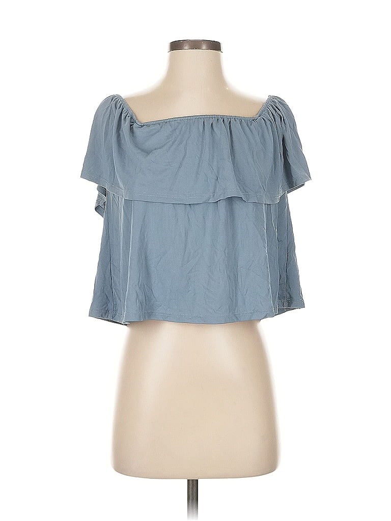 Pre-owned La Hearts Short Sleeve Top Blue Strapless Neckline Tops