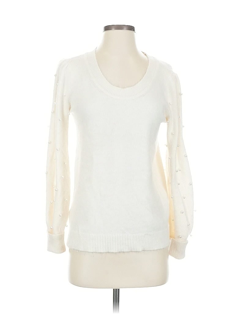 Pre-owned Ann Taylor Loft Pullover Sweater In White